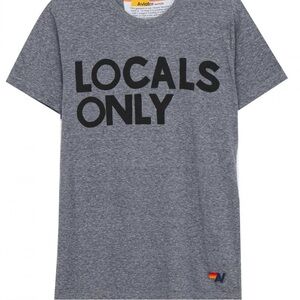 Aviator Nation Locals Only Crew Tee in Heather Grey, XXL